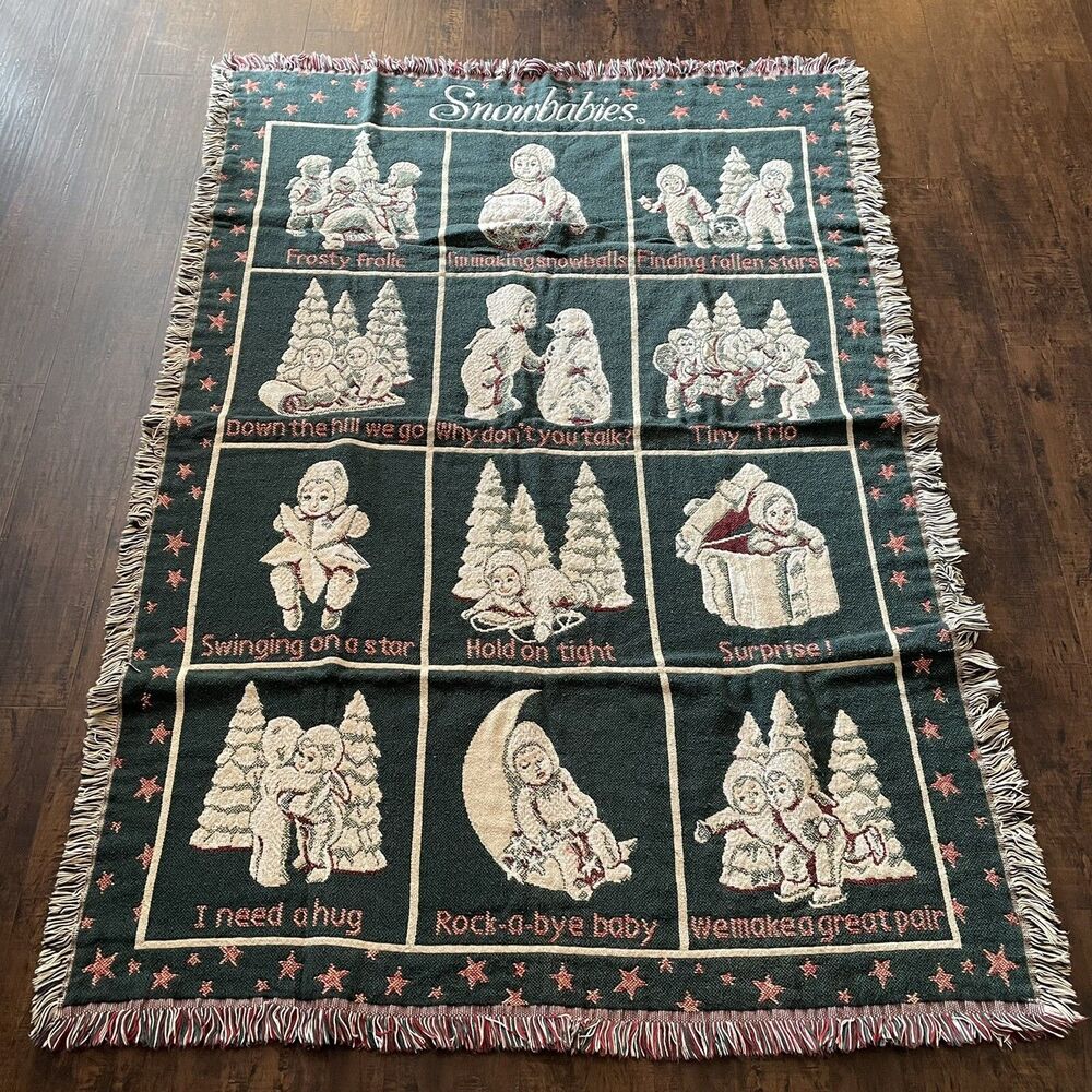 Dept 56 Snowbabies Woven Throw Blanket 47" X 67” By Goodwin Weavers